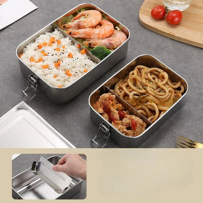 Lunchbox roestvrij staal – Set van drie met vakken, 850 tot 1400 ml