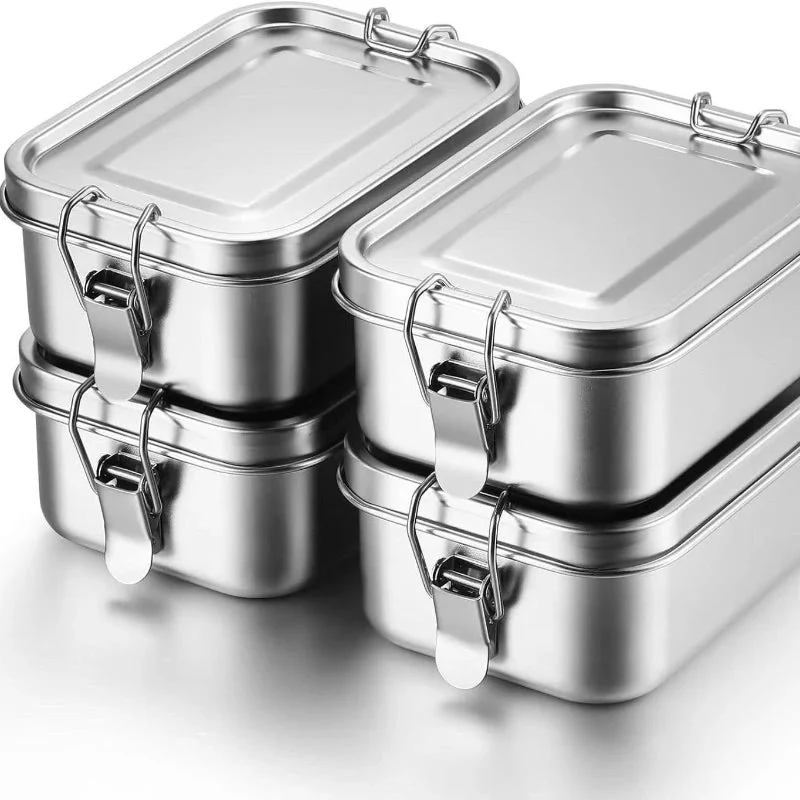 Lunchbox roestvrij staal – Set van drie met vakken, 850 tot 1400 ml