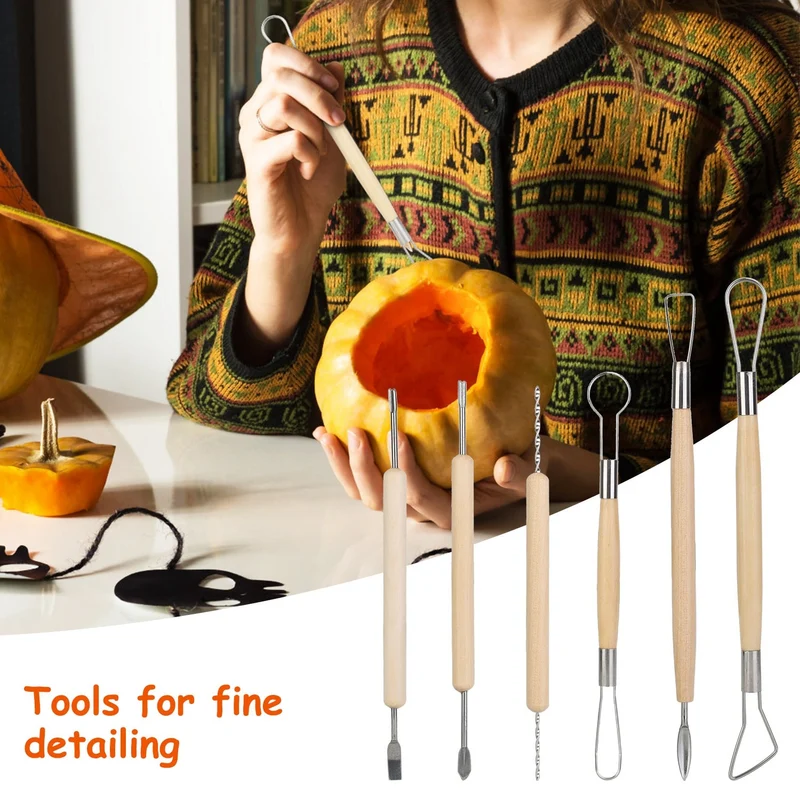 Pumpkin Carving Kit with 13-Piece Stainless Steel Tools and Ergonomic Handles