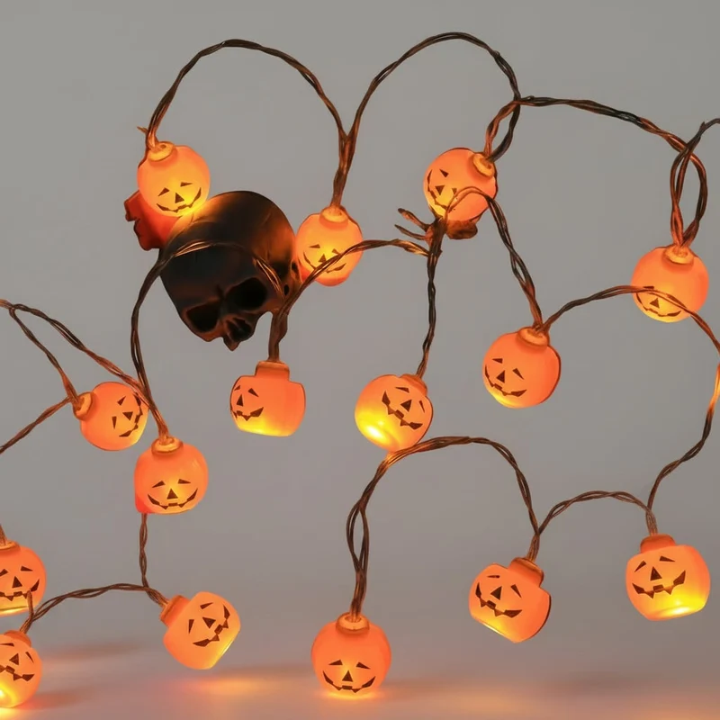 Halloween String Lights with Pumpkins Ghosts Skulls and Eyeballs for Outdoor Patio Decorations