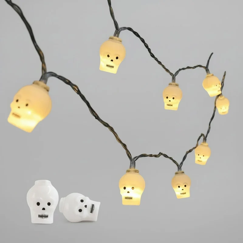 Halloween String Lights with Pumpkins Ghosts Skulls and Eyeballs for Outdoor Patio Decorations
