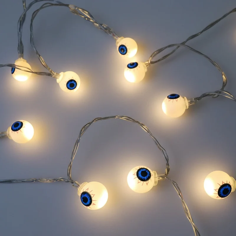 Halloween String Lights with Pumpkins Ghosts Skulls and Eyeballs for Outdoor Patio Decorations