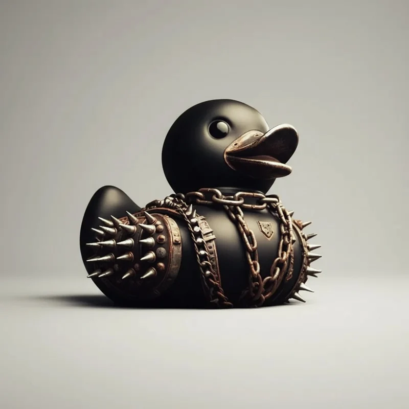 Rubber Duckling with Metal Chains Studs and Gothic Punk Style for Bath