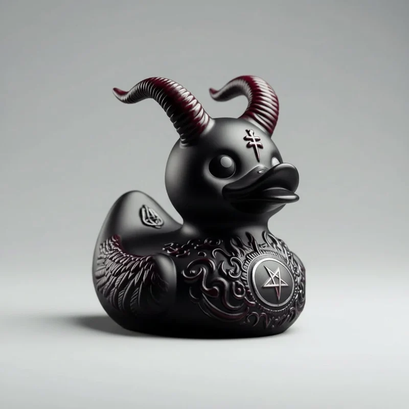 Rubber Duckling with Metal Chains Studs and Gothic Punk Style for Bath