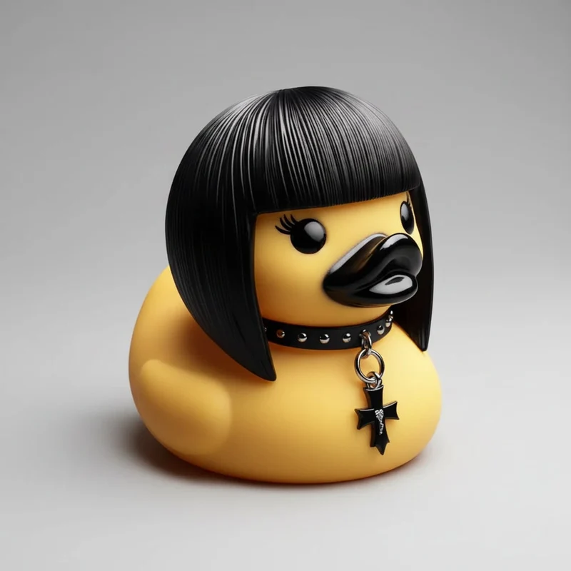 Rubber Duckling with Metal Chains Studs and Gothic Punk Style for Bath