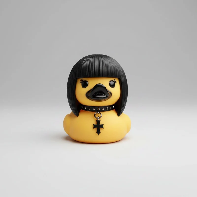 Rubber Duckling with Metal Chains Studs and Gothic Punk Style for Bath