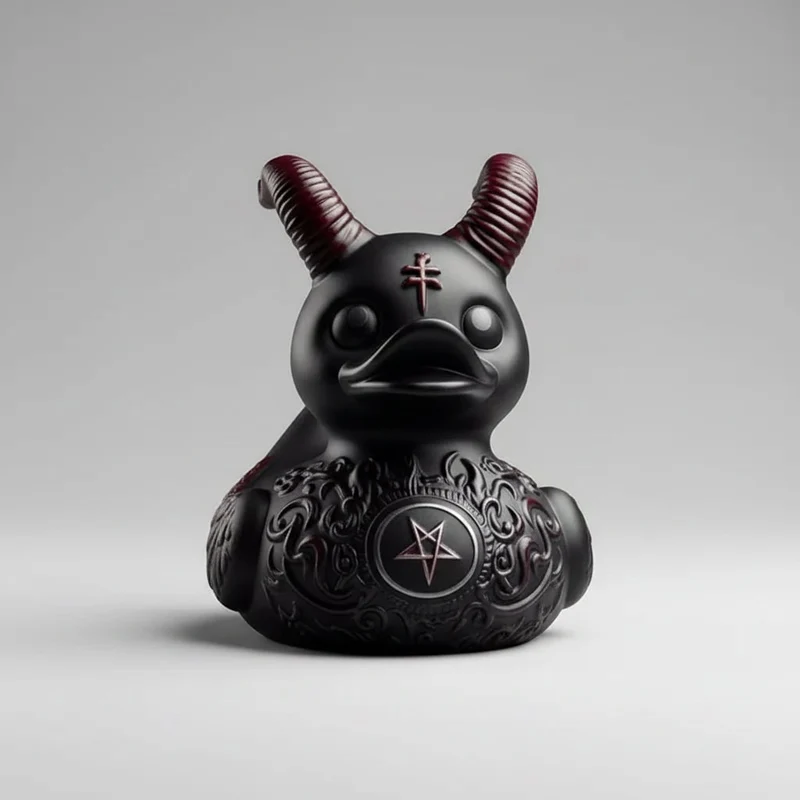 Rubber Duckling with Metal Chains Studs and Gothic Punk Style for Bath