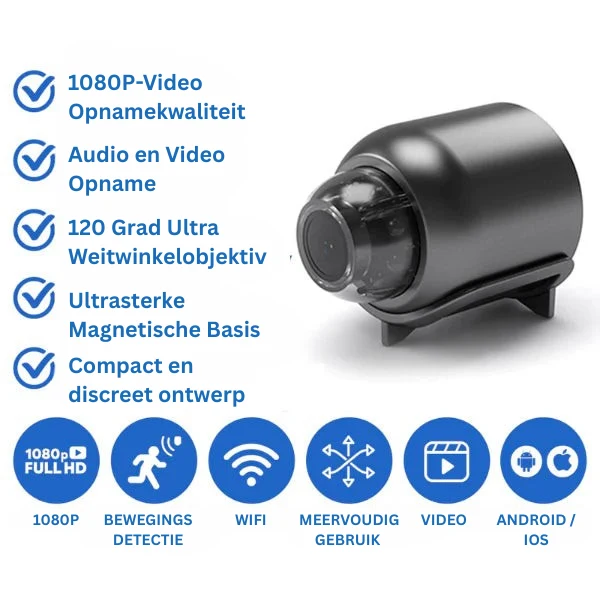 Securo – Full HD WiFi beveiligingscamera met nachtzicht & bewegingssensor
