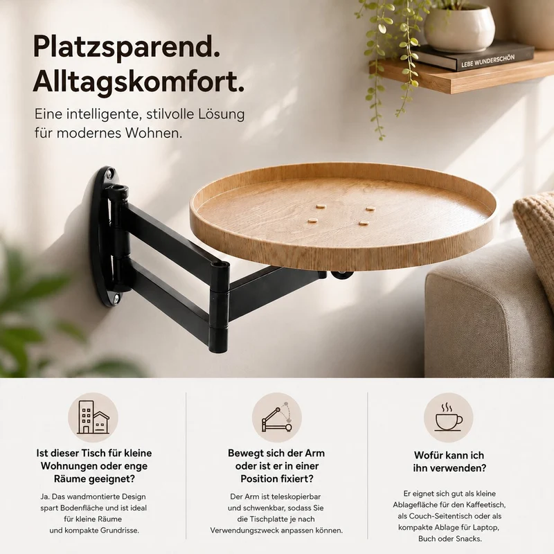 Wandmontierter Beistelltisch | Wandvalet