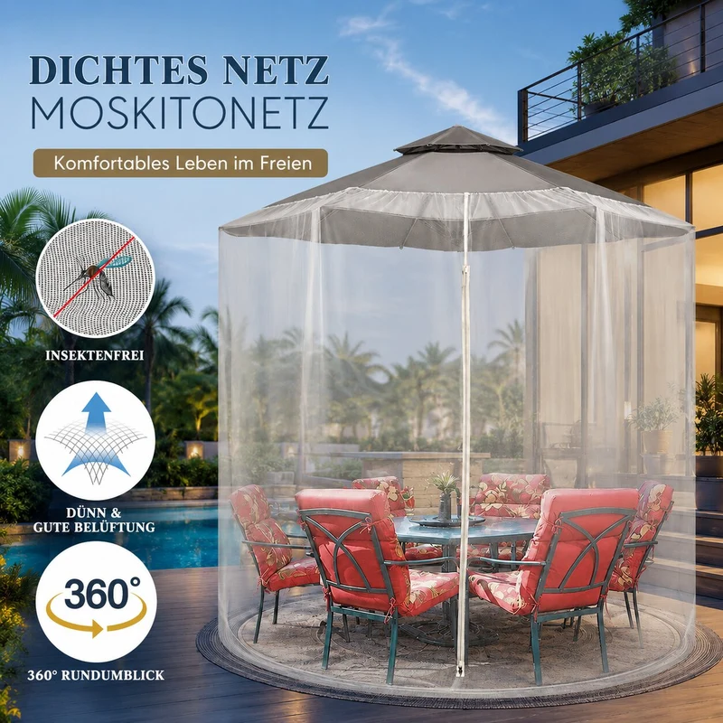 Moskitonetz für Sonnenschirm | Schirmseide