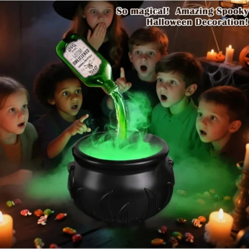 Halloween Witch’s Cauldron with Fog Machine and LED Lighting