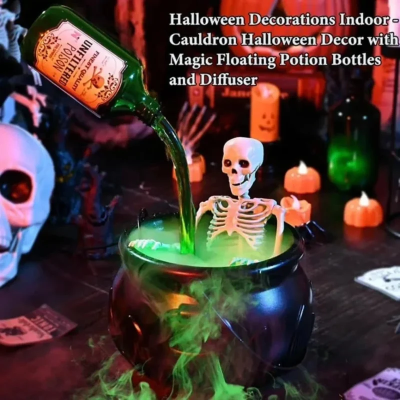 Halloween Witch’s Cauldron with Fog Machine and LED Lighting