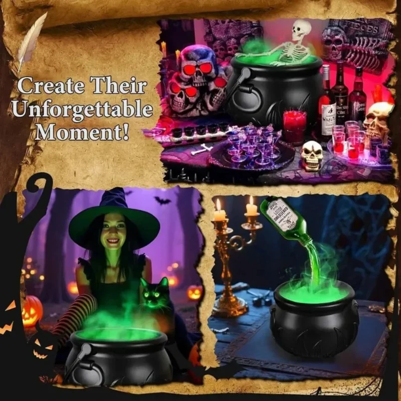 Halloween Witch’s Cauldron with Fog Machine and LED Lighting