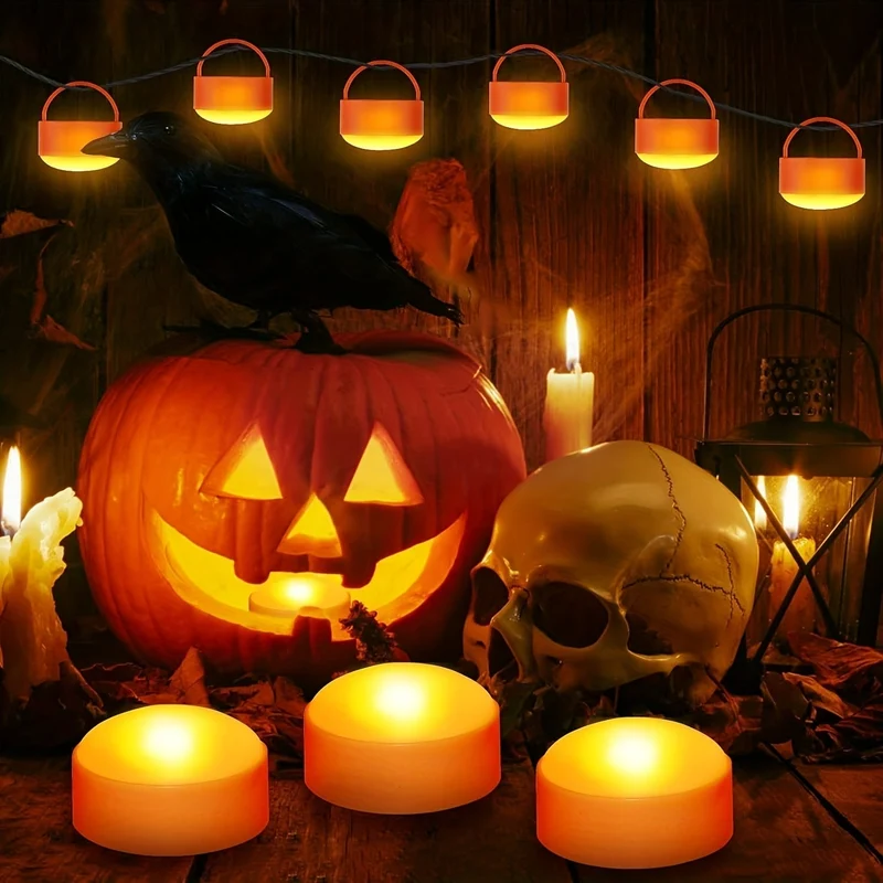 Halloween LED Pumpkin Lights with Remote Control, Flameless Indoor Decoration