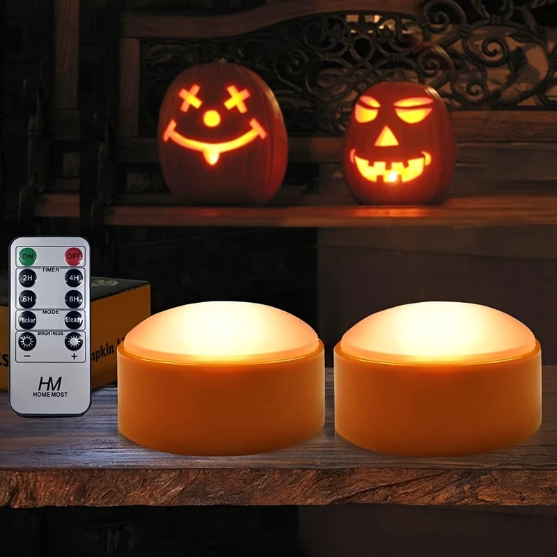 Halloween LED Pumpkin Lights with Remote Control, Flameless Indoor Decoration