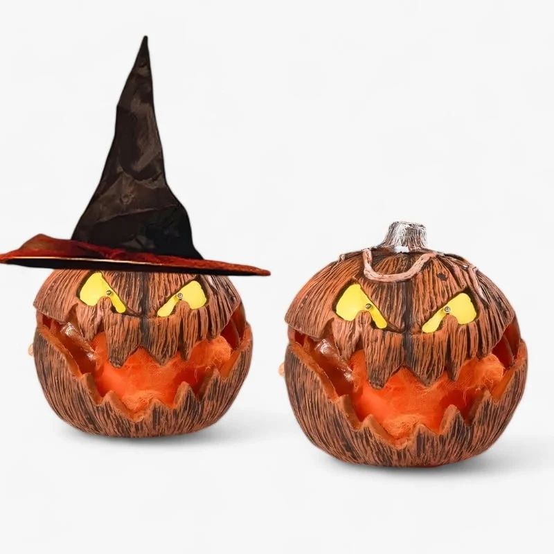 Halloween Pumpkin-Shaped Sliding LED Lantern with Glowing Eyes for Decoration