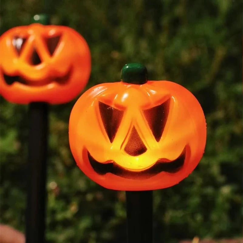 Halloween Solar Pumpkin-Shaped LED Garden Lights, Set of 5 Pieces