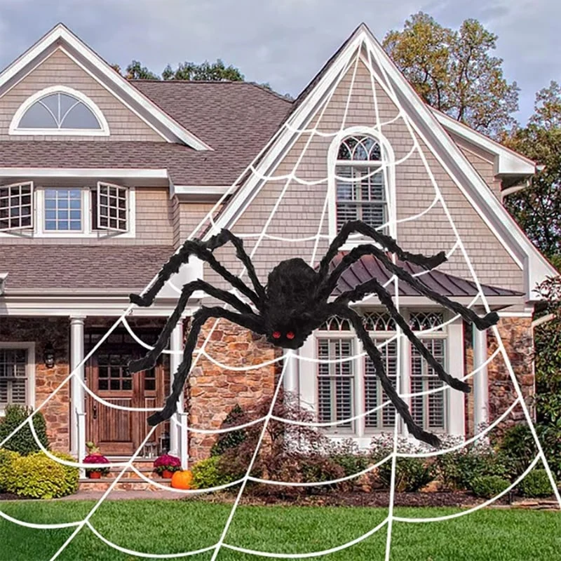Halloween Giant Artificial Spider with Web, Spooky Garden Decoration