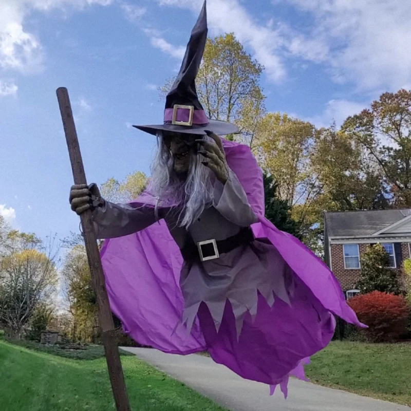 Halloween Scary Witch Standing Garden Decoration with Glowing Eyes