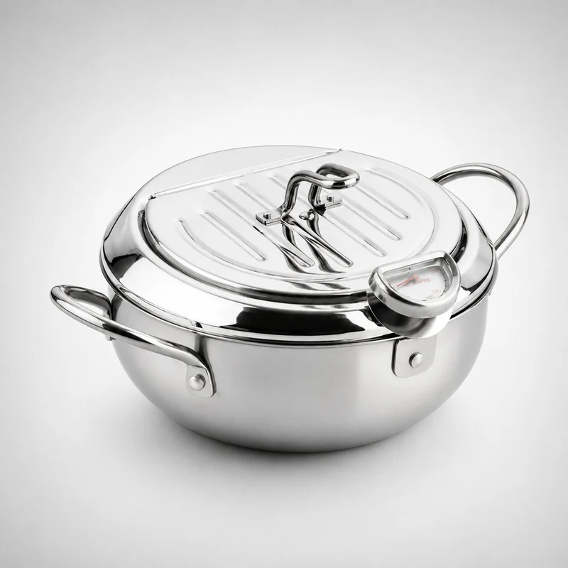 Fritteuse aus Edelstahl mit Thermometer | FrittierMeister