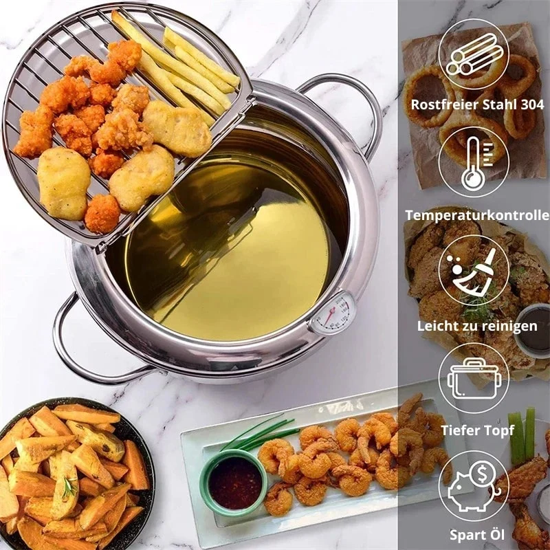 Fritteuse aus Edelstahl mit Thermometer | FrittierMeister