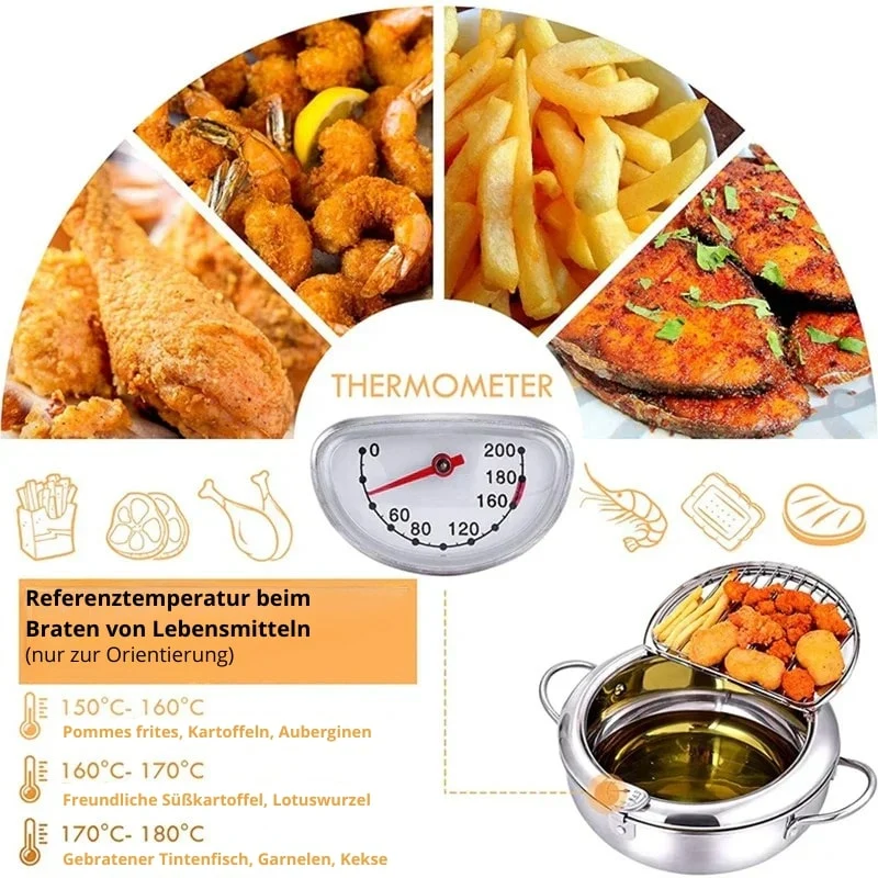 Fritteuse aus Edelstahl mit Thermometer | FrittierMeister