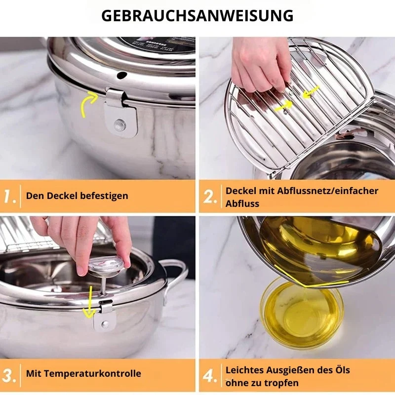 Fritteuse aus Edelstahl mit Thermometer | FrittierMeister