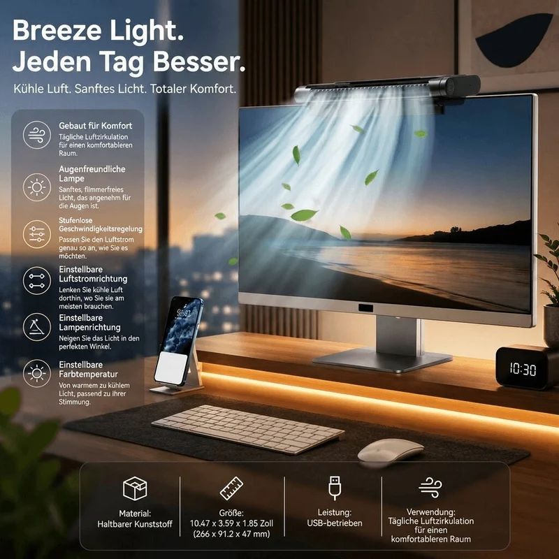 Desktop Ventilator mit LED Licht | Luftkavell