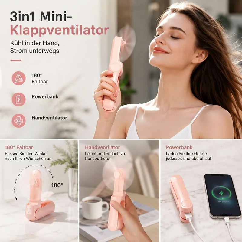 Handventilator mit Powerbank | Kühlvolt