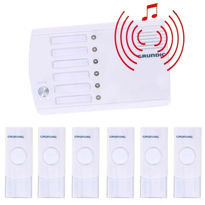 Sistema Interfono Campanello Casa 6 Canali 36 Melodie Wireless Senza Fili IP44