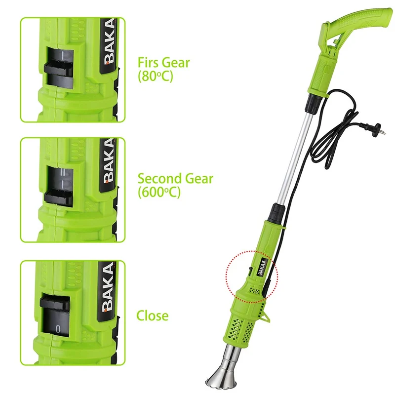 Bruciatore Erba Elettrico 2000W 230V Diserbante Termico Per Erbacce 80/600 Gradi
