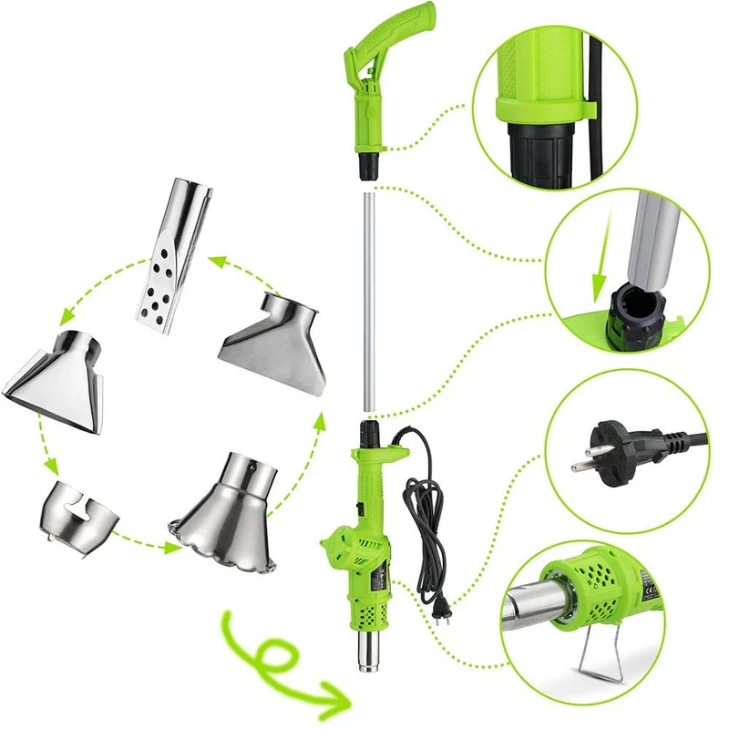 Bruciatore Erba Elettrico 2000W Doppio Manico 3in1 Disebante Termico Erbacce