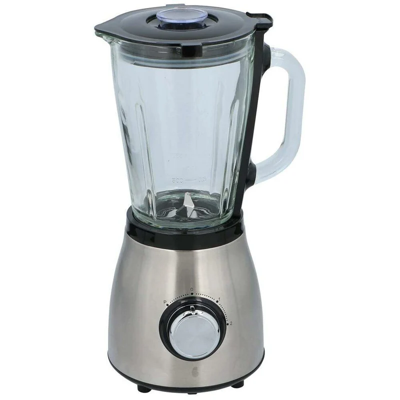 Frullatore Elettrico Lame Acciaio Caraffa Vetro 1,5L 500W 2 Velocita Silver