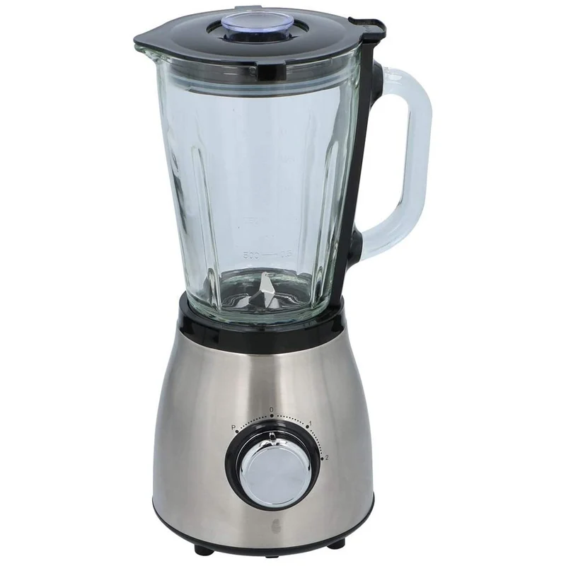 Frullatore Elettrico Lame Acciaio Caraffa Vetro 1,5L 500W 2 Velocita Silver