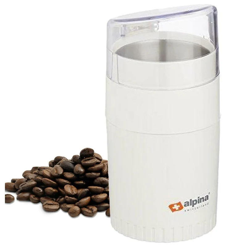 Macina Caffe Macinino Elettrico Spezie Legumi Macinacaffe Lame Acciaio Bianco