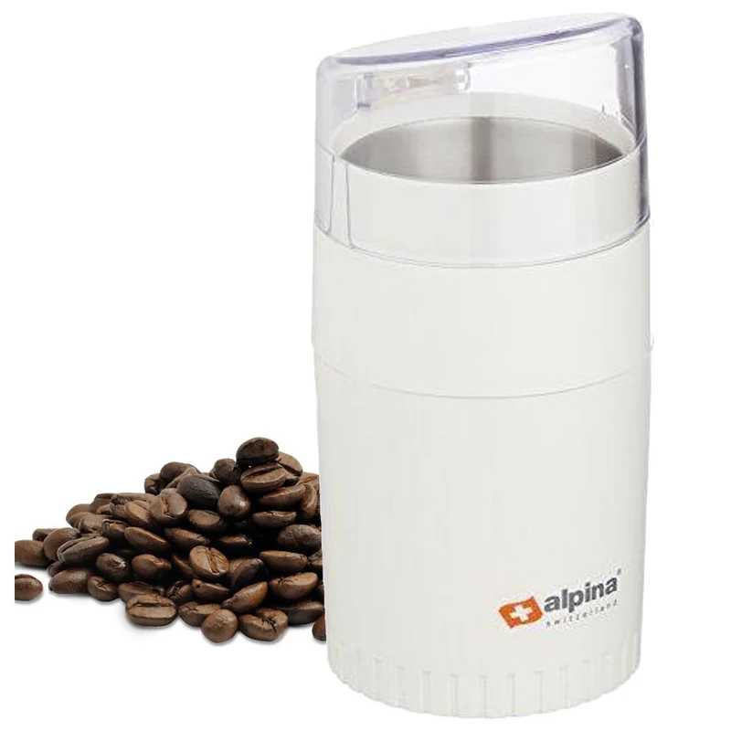 Macina Caffe Macinino Elettrico Spezie Legumi Macinacaffe Lame Acciaio Bianco