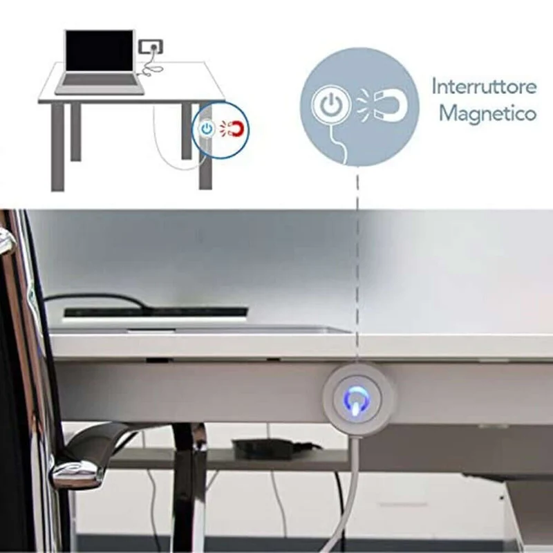 Adattatore Presa Elettrica Schuko con Interruttore Pedale Magnetico Luminoso