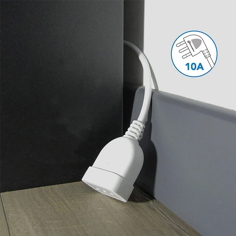 Mini Prolunga Elettrica Salvaspazio 20 cm Spina Presa Piccola 10A Bianco