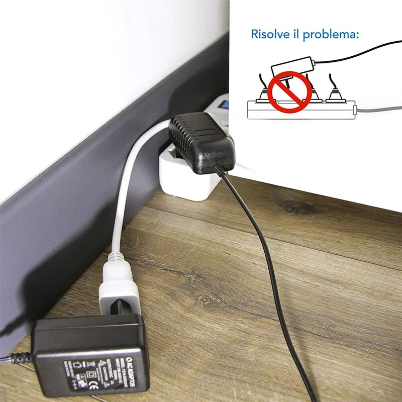 Mini Prolunga Elettrica Salvaspazio 20 cm Spina Presa Piccola 10A Bianco