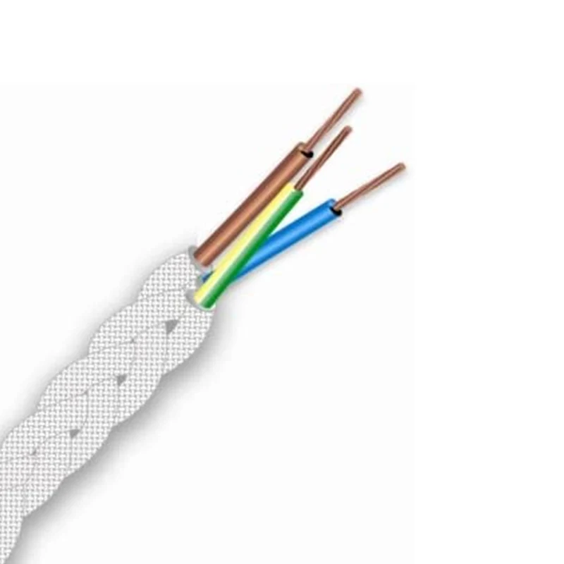 Cavo Elettrico in Tessuto FRRTX 10mt Intrecciato per Lampada e Lampadario Bianco