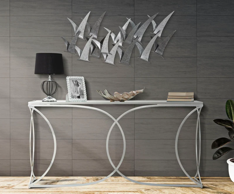 Pannello Decorativo in Ferro con Gabbiani 3D cm 93x12,7x47,6