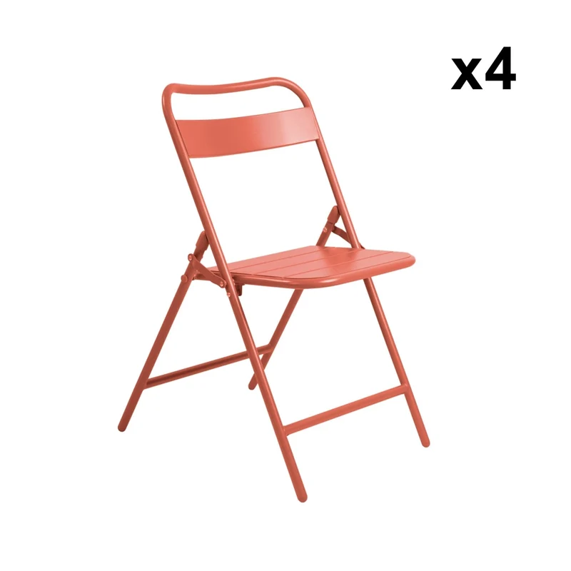 Set tavolo da giardino bistrot pieghevole in acciaio con 4 sedie,