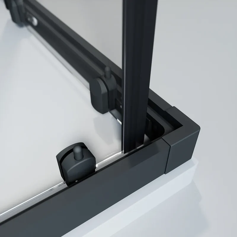 Box doccia nero opaco 3 lati 90x90x90cm con doppio scorrevole e vetro 6mm trasparente h185cm | Tonga
