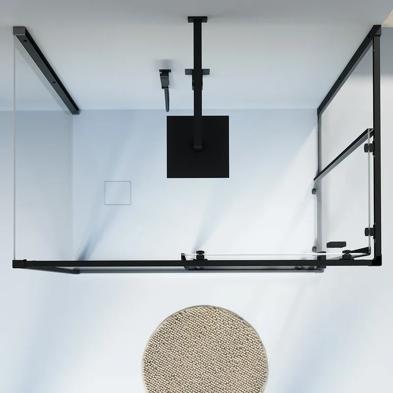 Box doccia nero opaco 3 lati 90x90x90cm con doppio scorrevole e vetro 6mm trasparente h185cm | Tonga