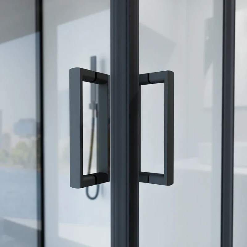 Box doccia nero opaco 3 lati 90x90x90cm con doppio scorrevole e vetro 6mm trasparente h185cm | Tonga