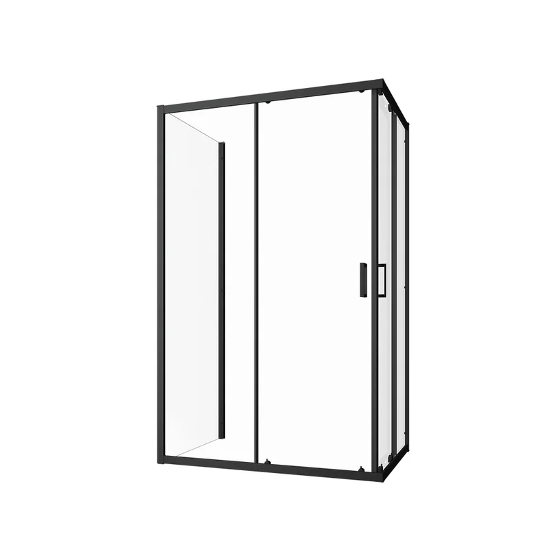 Box doccia nero opaco 3 lati 90x90x90cm con doppio scorrevole e vetro 6mm trasparente h185cm | Tonga