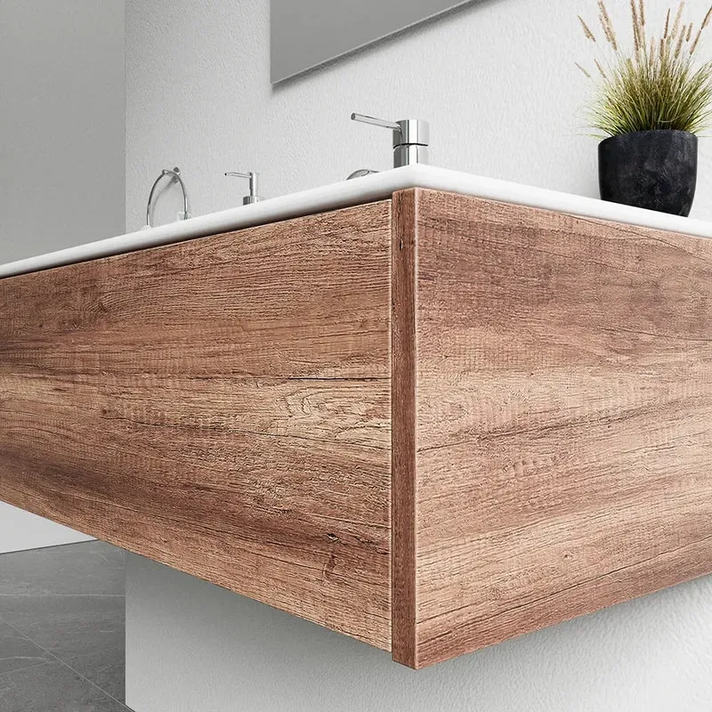 Mobile bagno sospeso 80cm un cassetto apertura push&pull rovere barok con lavabo | Galdor