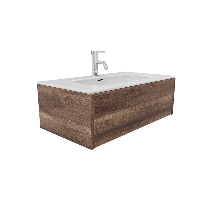 Mobile bagno sospeso 80cm un cassetto apertura push&pull rovere barok con lavabo | Galdor