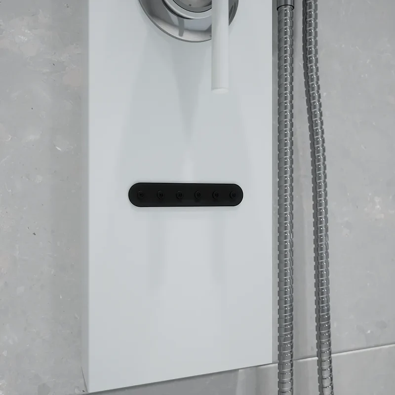 Pannello doccia in alluminio bianco opaco a 3 funzioni con doccino e flessibile | Nilo