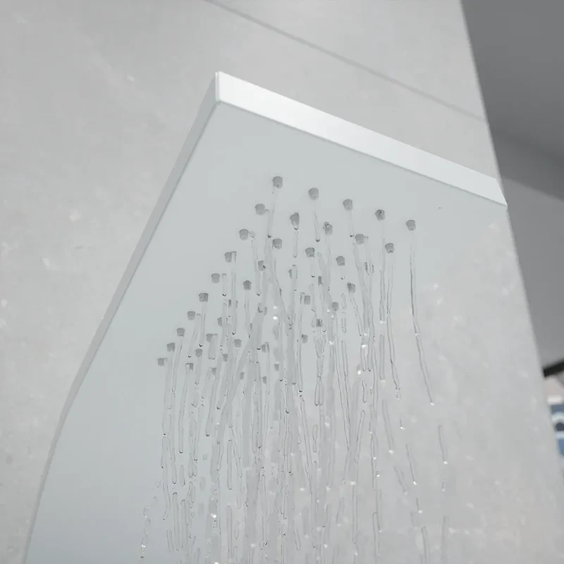 Pannello doccia in alluminio bianco opaco a 3 funzioni con doccino e flessibile | Nilo